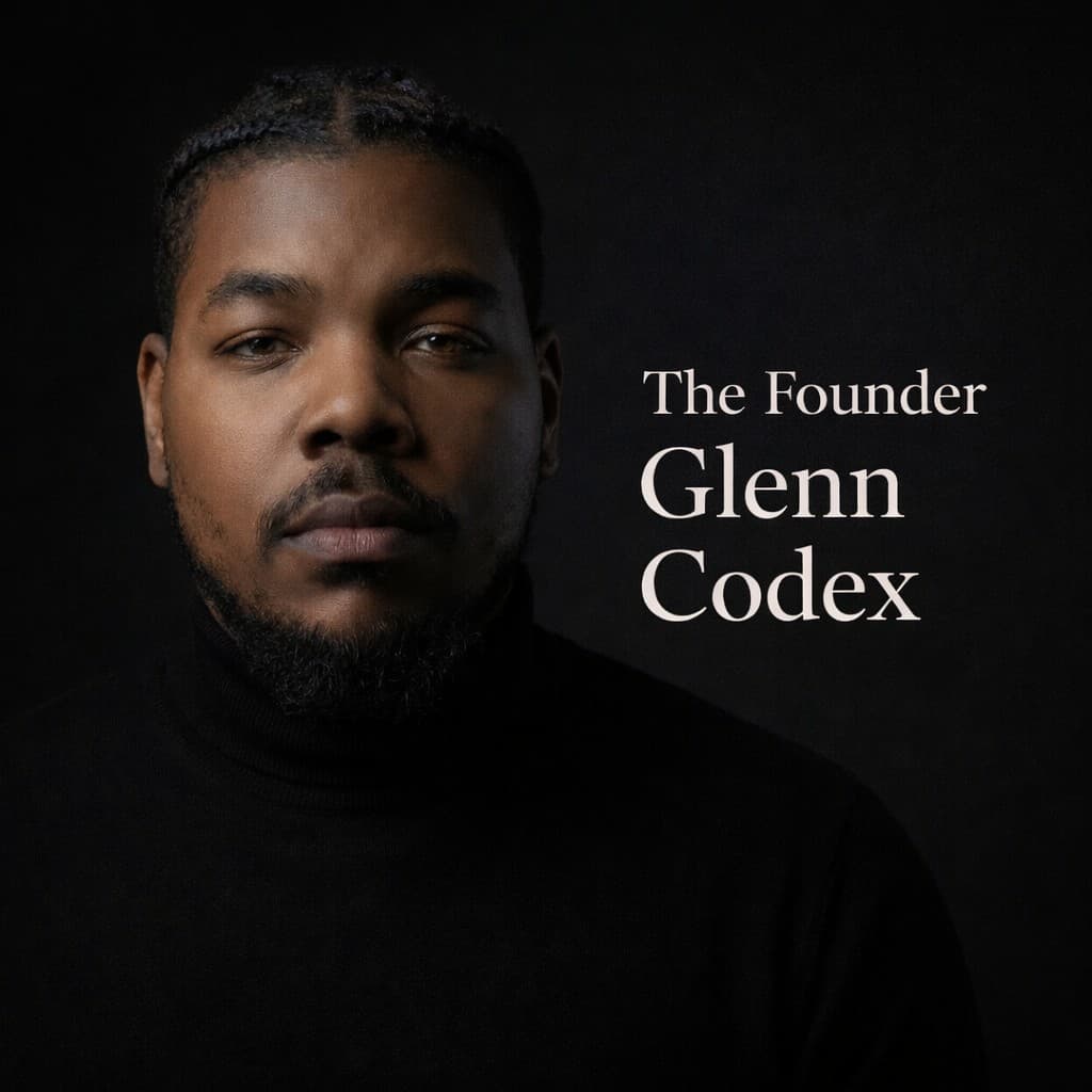The Founder Glenn Codex — cover art with portrait and title