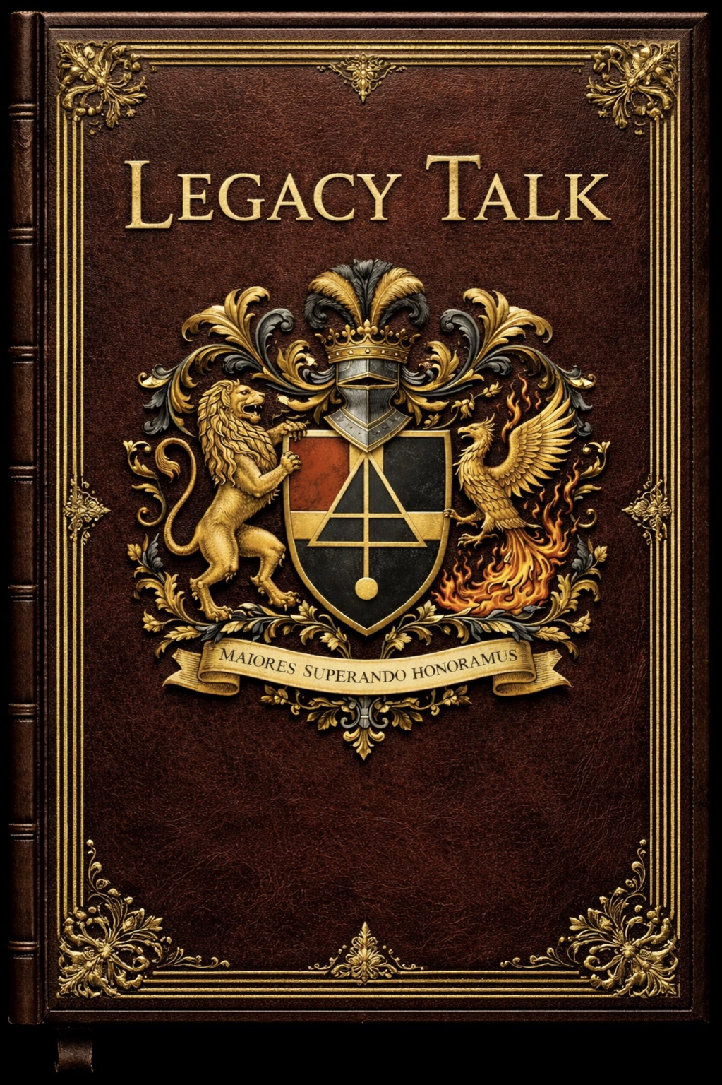 The Book of Glenn Legacy Talk cover featuring the Glenn family crest and the motto Maiores Superando Honoramus.